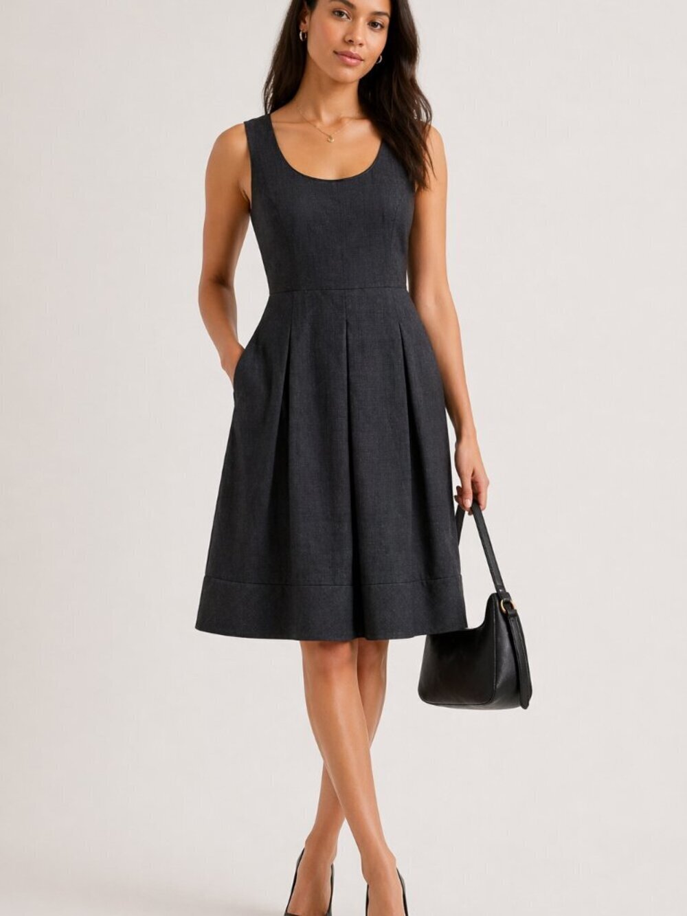 Banana Republic Black Sleeveless Scoop Neck Wool Dress 6